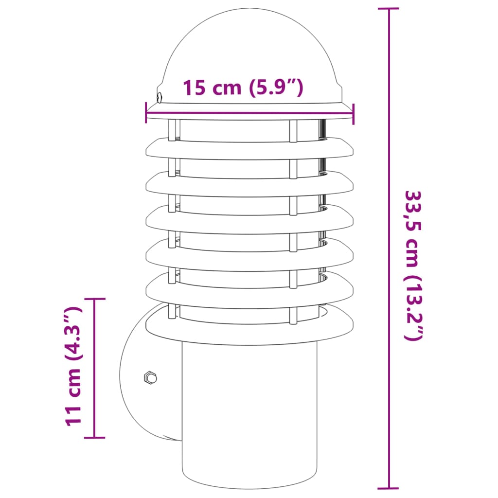 Outdoor Wall Lights 2 pcs. Silver Stainless Steel