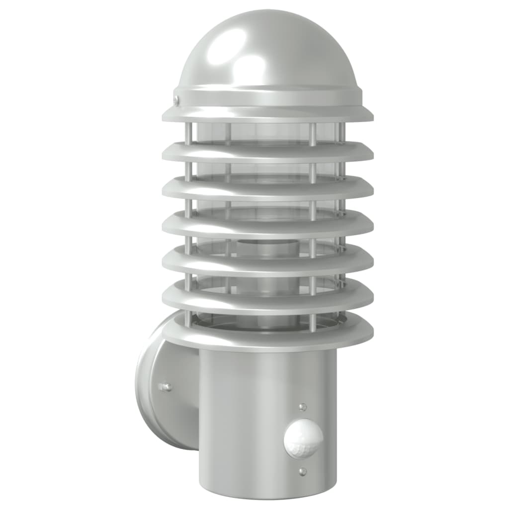 Outdoor Wall Light with Motion Detector Silver Stainless Steel