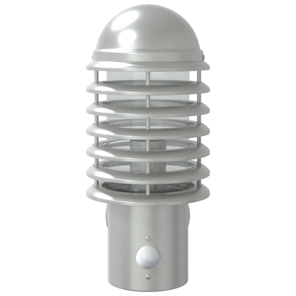 Outdoor Wall Light with Motion Detector Silver Stainless Steel