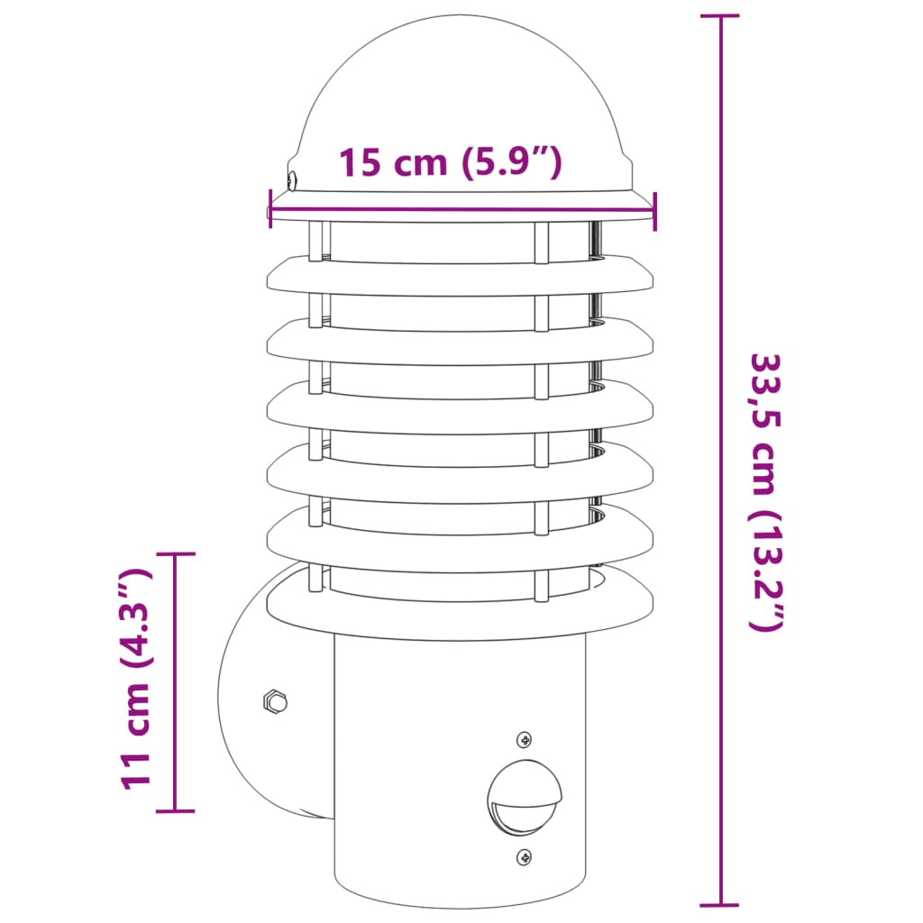 Outdoor Wall Light with Motion Detector Silver Stainless Steel