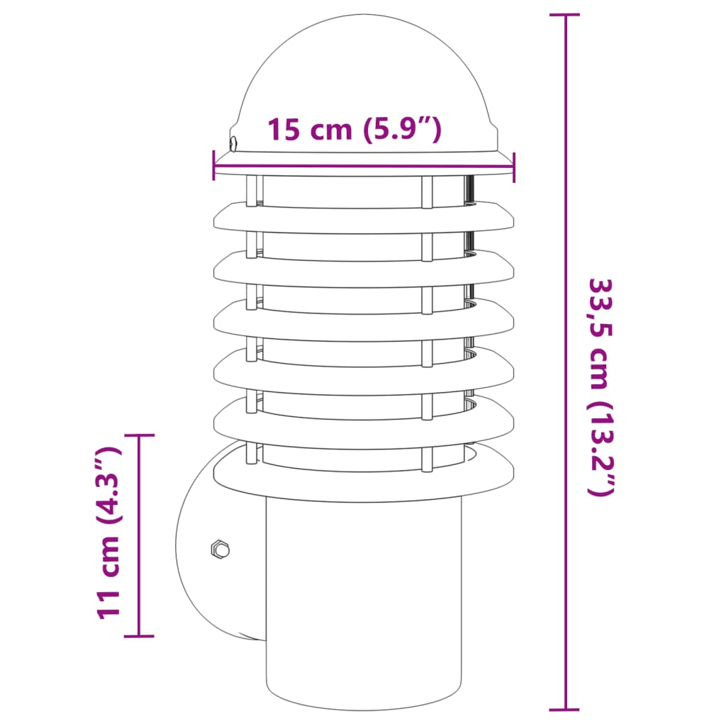 Outdoor Wall Light Black Stainless Steel