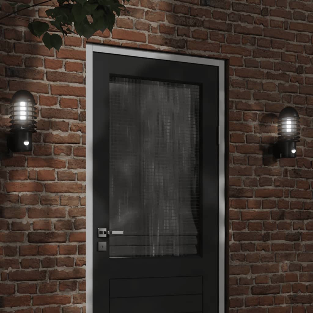 Outdoor Wall Light with Motion Detector Black Stainless Steel