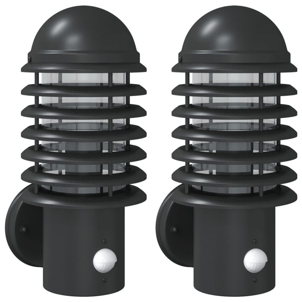 Outdoor wall lights with motion detector 2 pcs. Black stainless steel