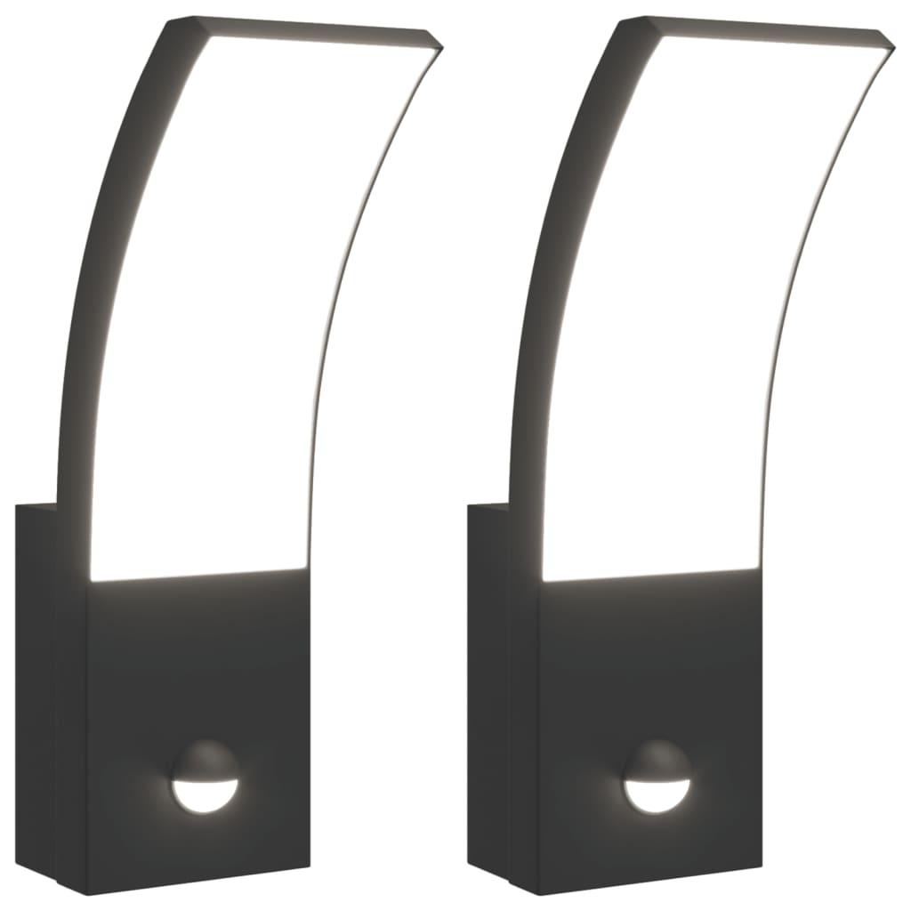 LED outdoor wall lights with sensor 2 pcs. Black die-cast aluminum