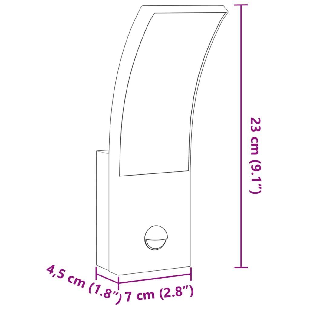 LED-Außenwandleuchten mit Sensor 2 Stk. Schwarz Aludruckguss