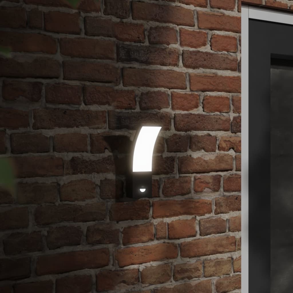 LED outdoor wall lights with sensor 2 pcs. Black die-cast aluminum