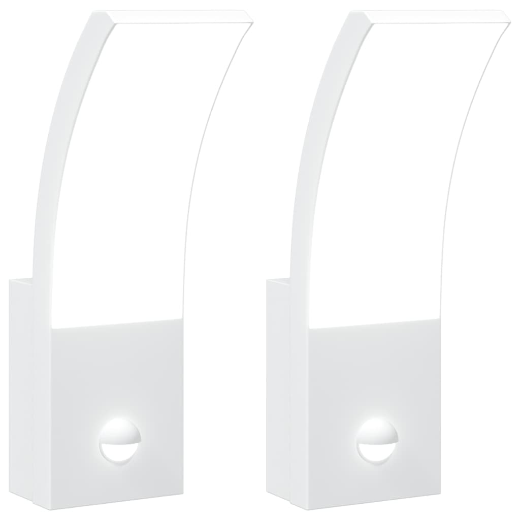 LED outdoor wall lights with sensor 2 pcs. White die-cast aluminum