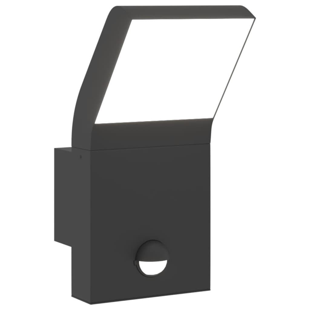 LED outdoor wall light with sensor black die-cast aluminum