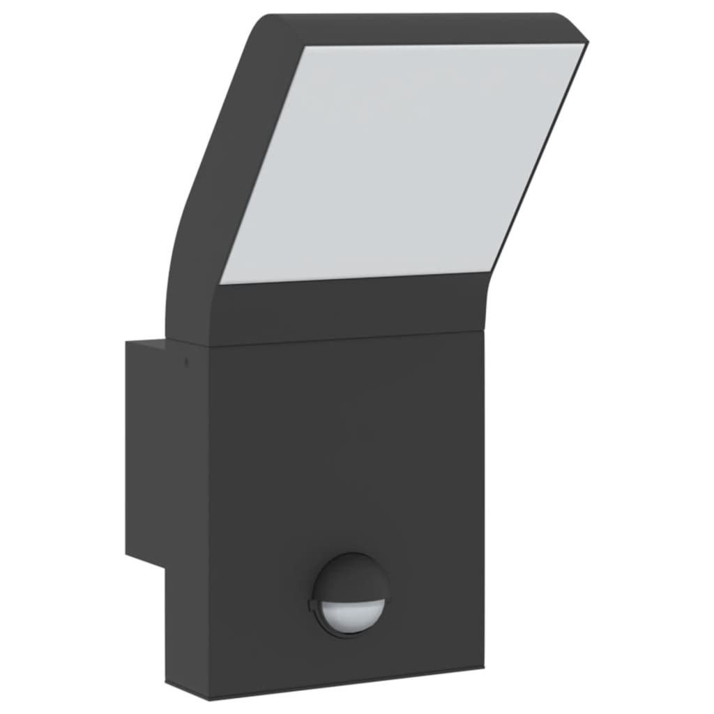 LED outdoor wall light with sensor black die-cast aluminum