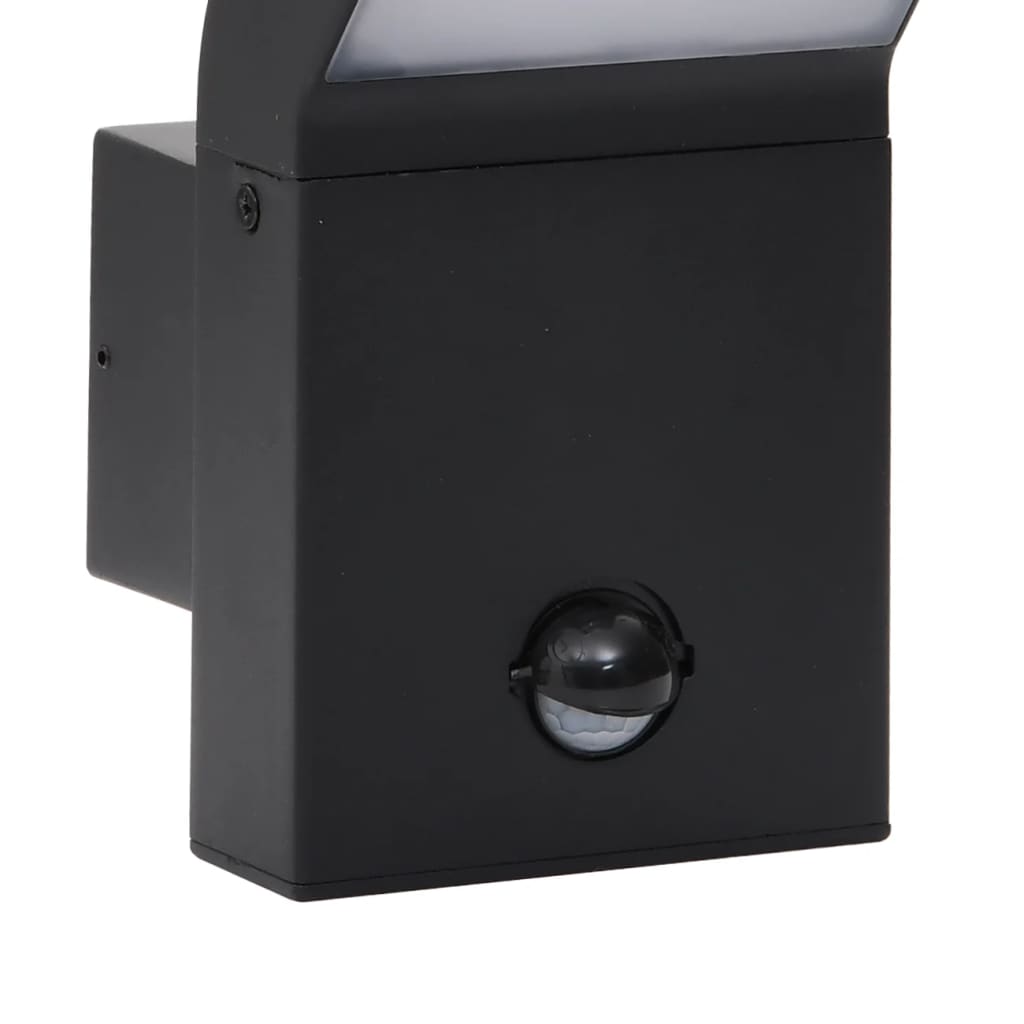 LED outdoor wall light with sensor black die-cast aluminum