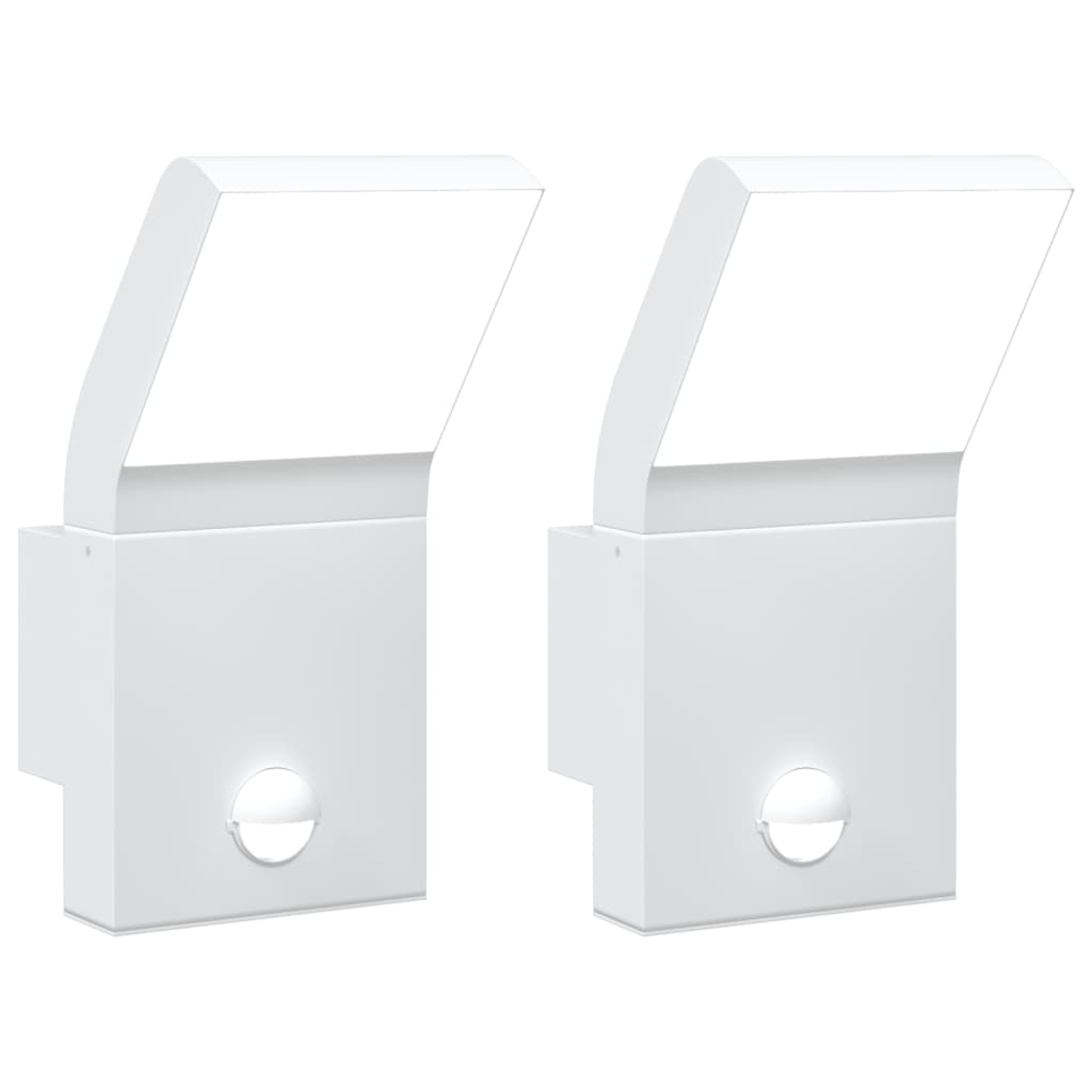 LED outdoor wall lights with sensor 2 pcs. White die-cast aluminum