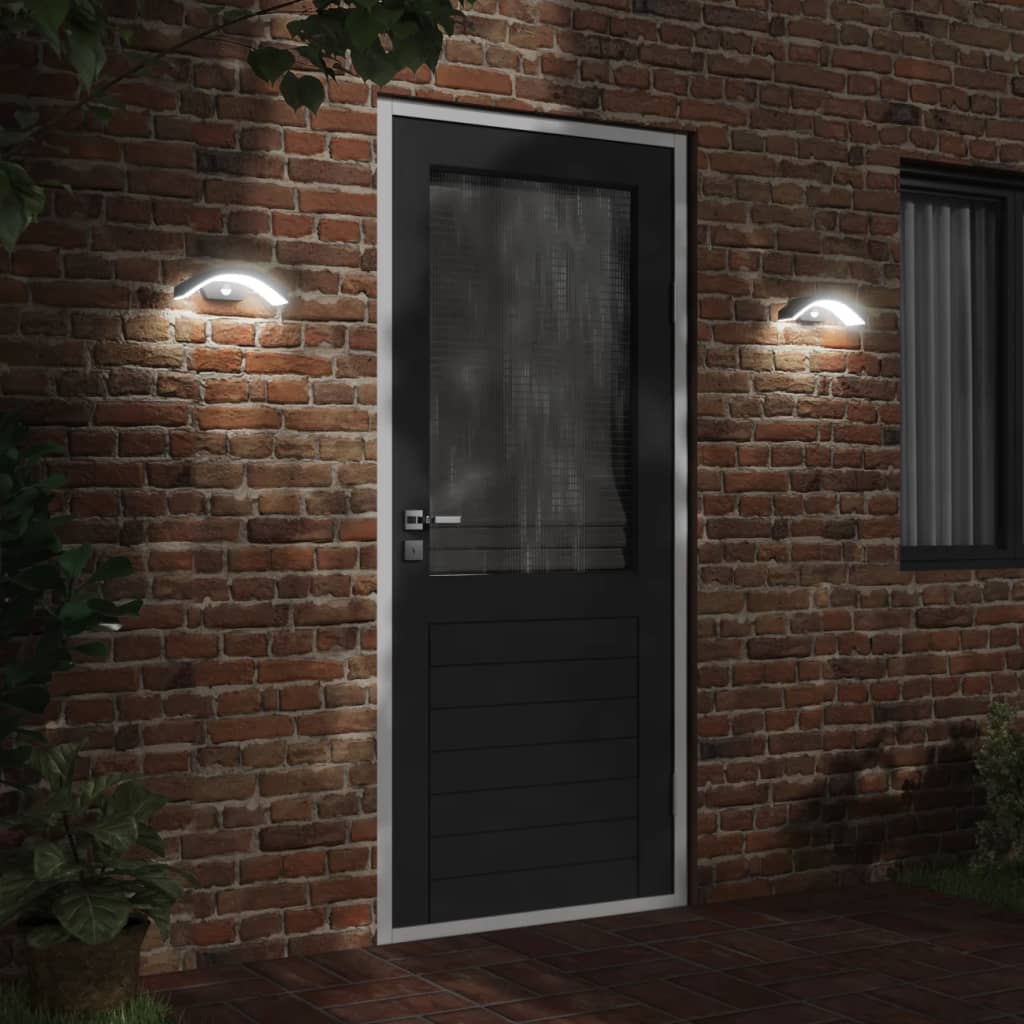 LED outdoor wall light with sensor black die-cast aluminum