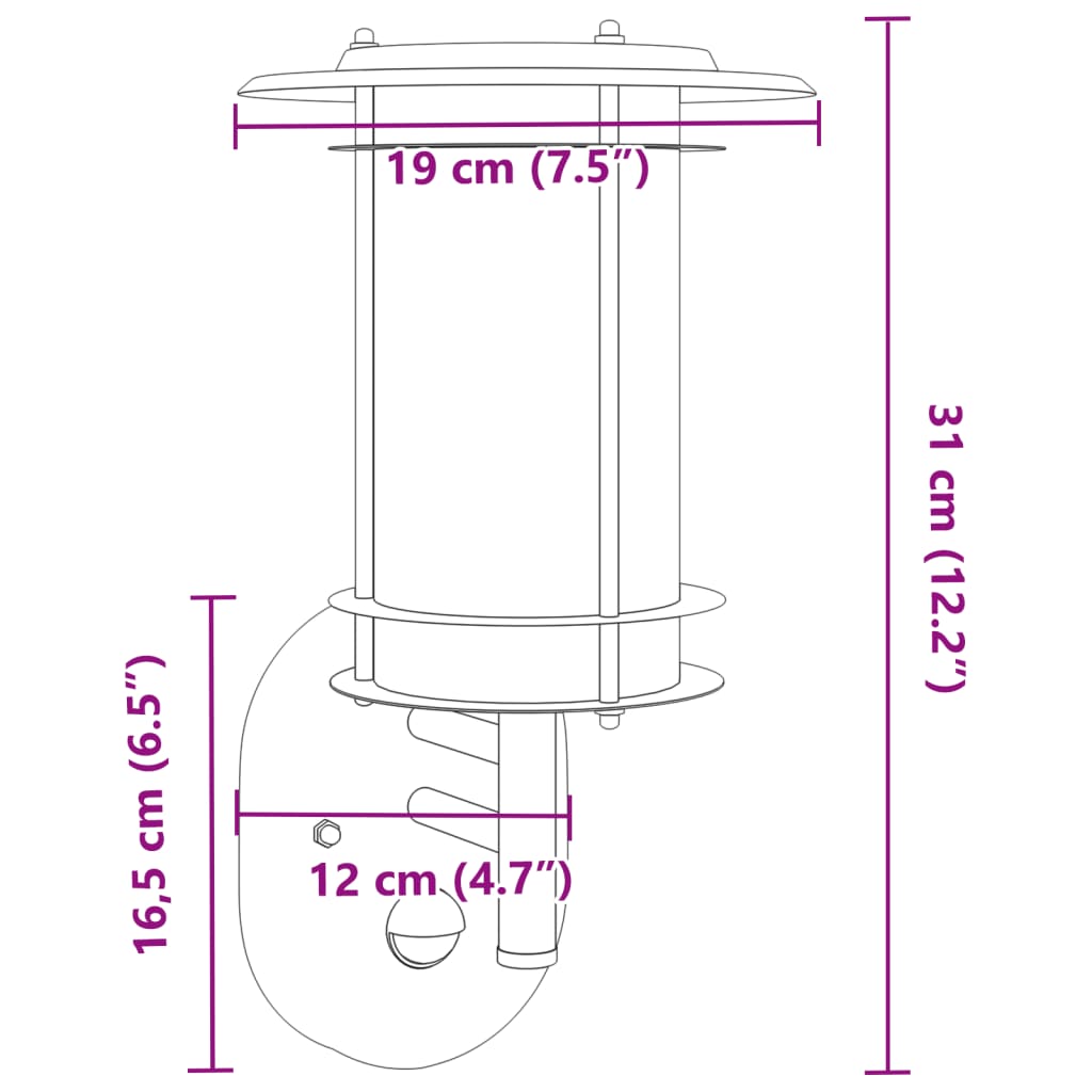 Outdoor Wall Light with Motion Detector Silver Stainless Steel