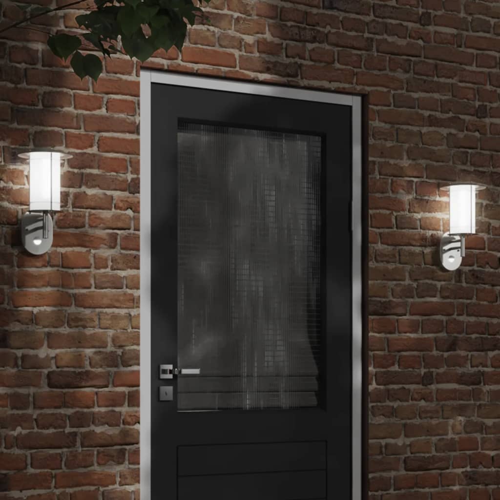 Outdoor Wall Light with Motion Detector Silver Stainless Steel