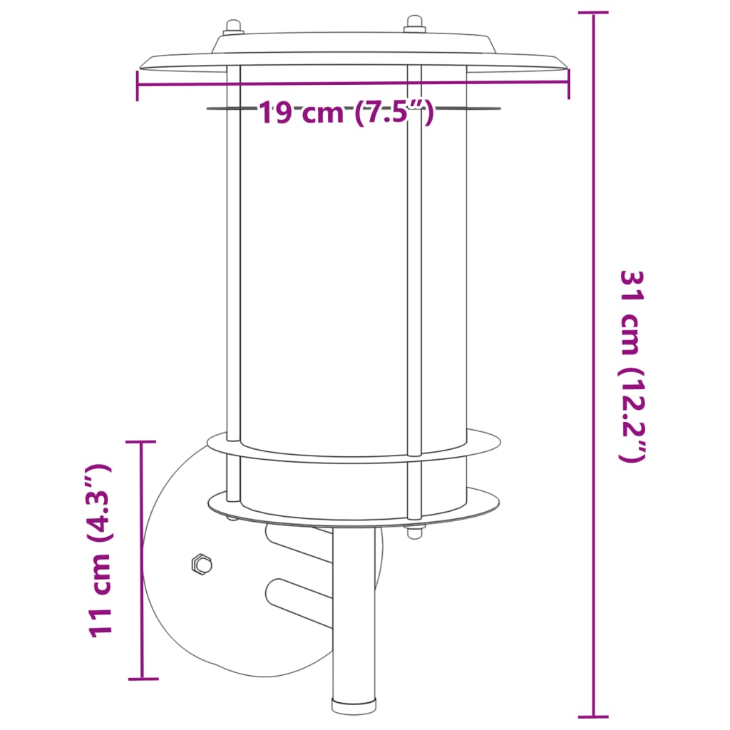 Outdoor Wall Lights 2 pcs. Black Stainless Steel