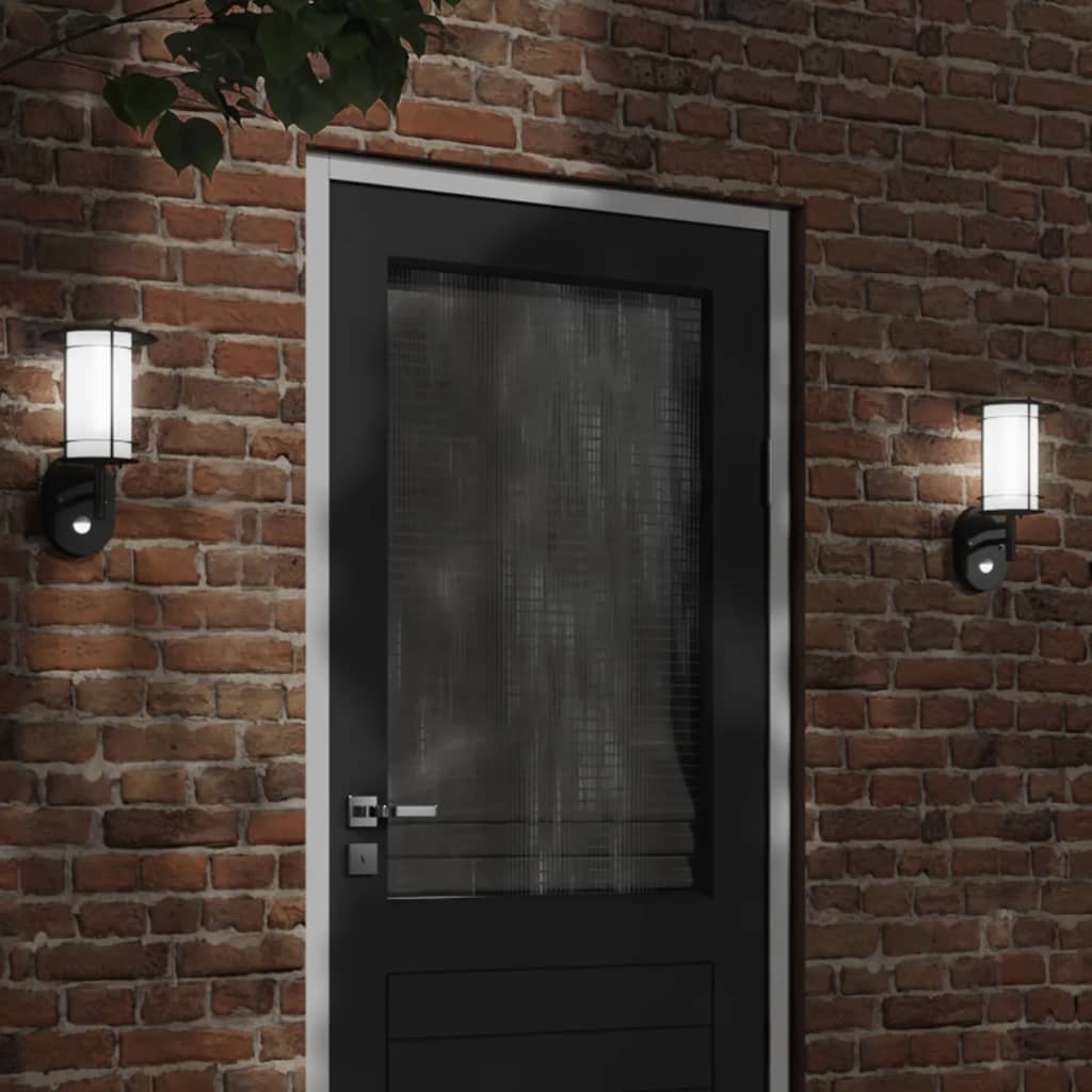 Outdoor Wall Light with Motion Detector Black Stainless Steel