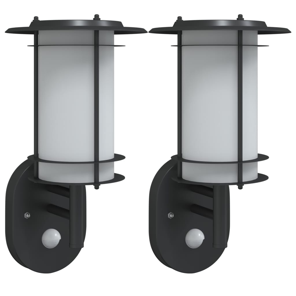 Outdoor wall lights with motion detector 2 pcs. Black stainless steel