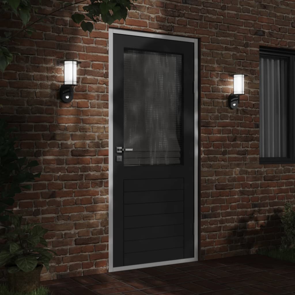 Outdoor wall lights with motion detector 2 pcs. Black stainless steel