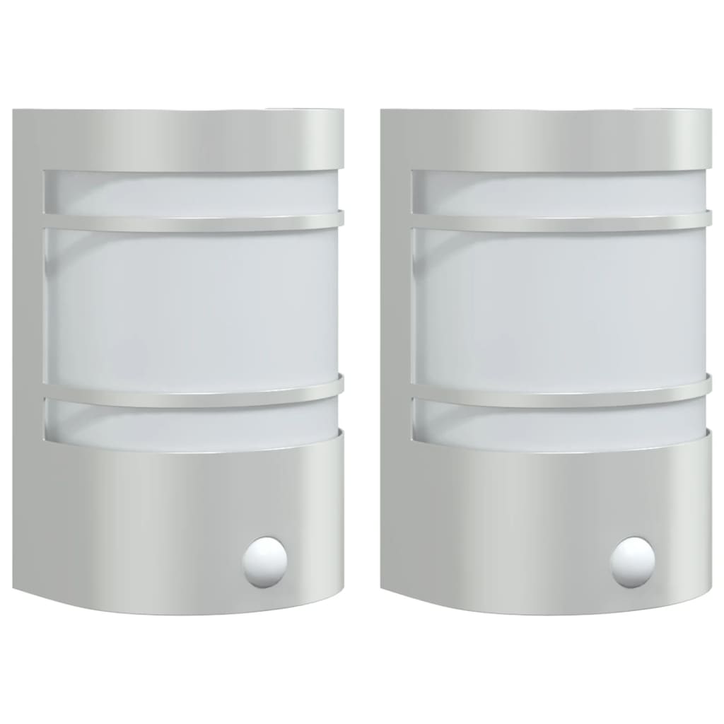 Outdoor wall lights with motion detector 2 pcs. Silver stainless steel