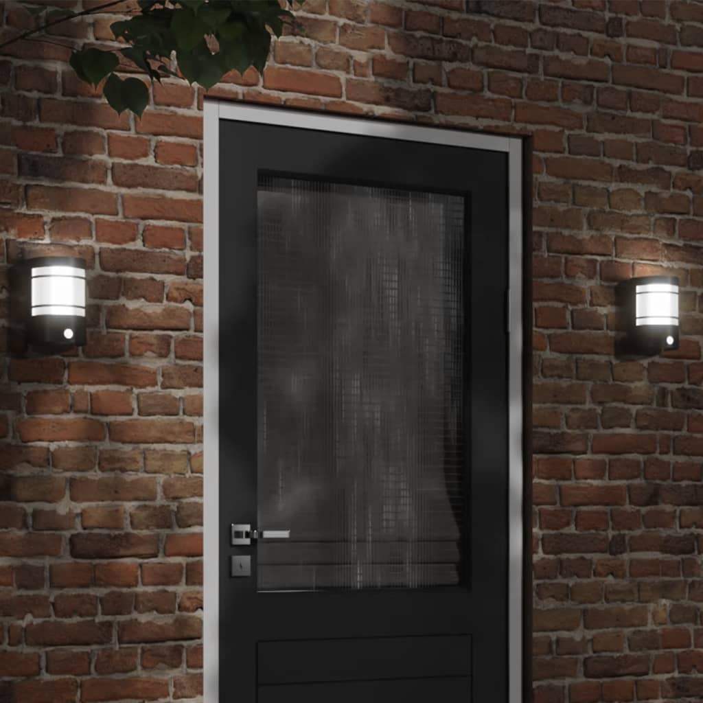 Outdoor Wall Light with Motion Detector Black Stainless Steel