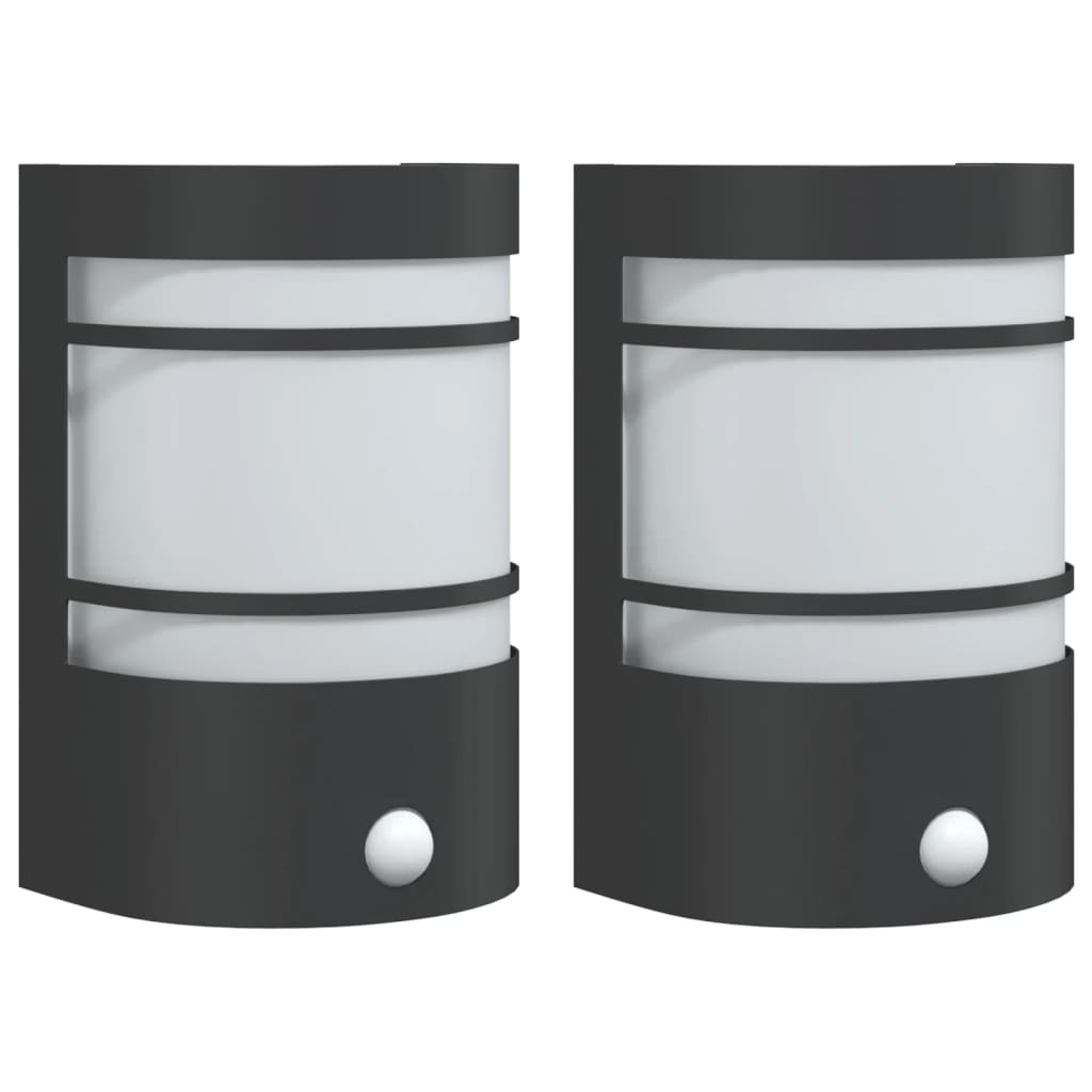 Outdoor wall lights with motion detector 2 pcs. Black stainless steel