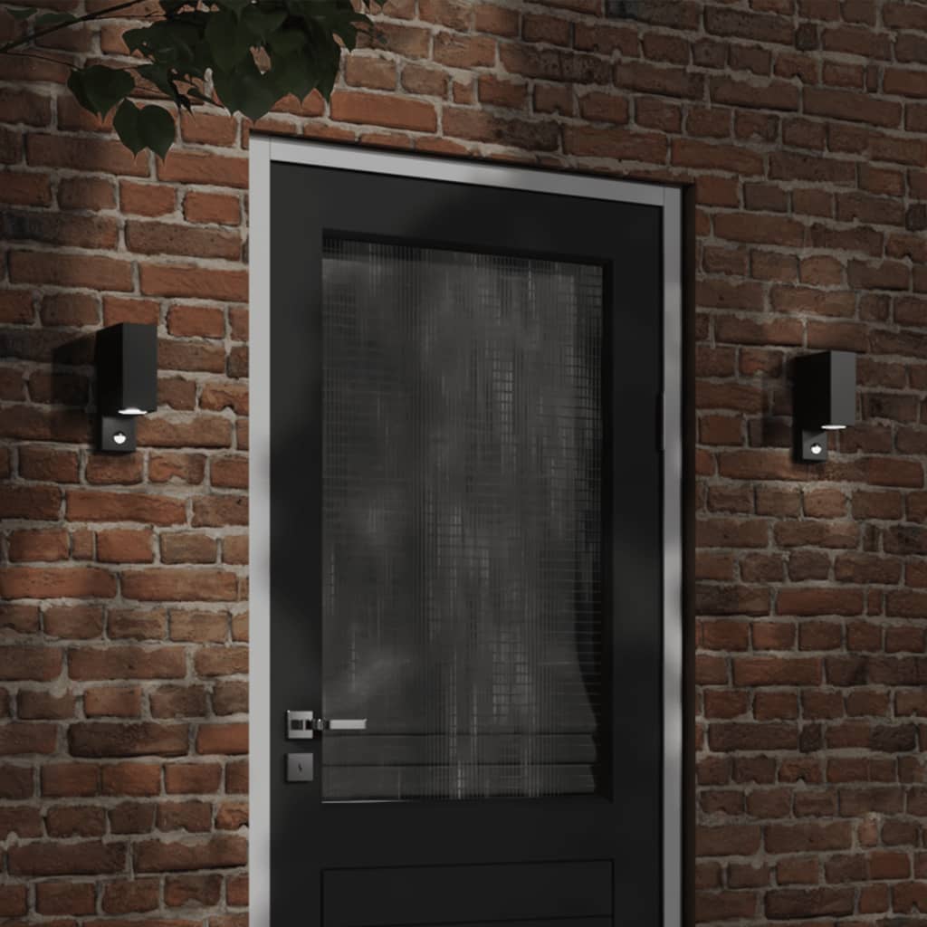 Outdoor wall light with sensor black die-cast aluminum