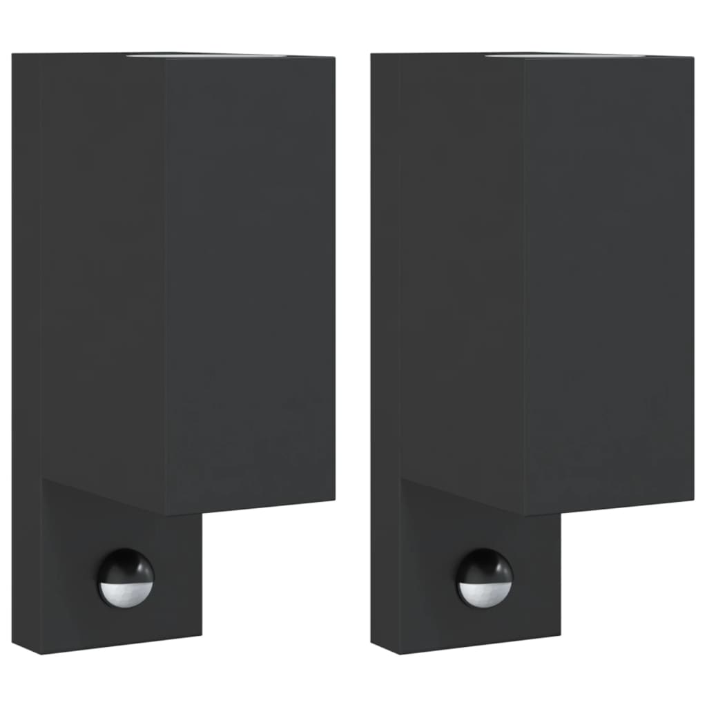 Outdoor wall lights with sensor 2 pcs. Black die-cast aluminum