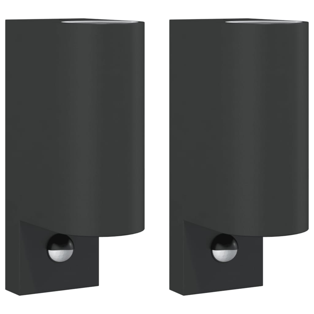 Outdoor wall lights with sensor 2 pcs. Black die-cast aluminum