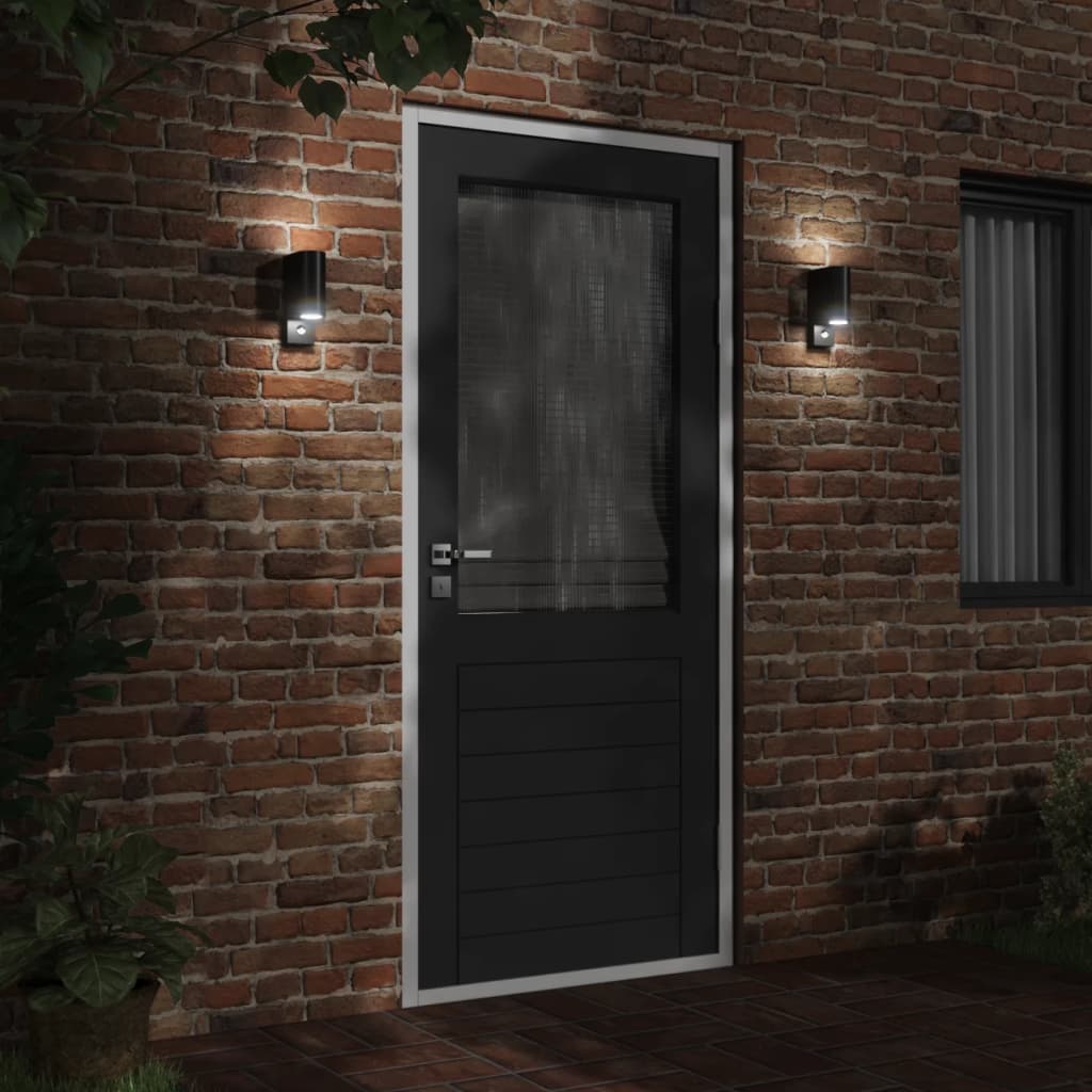 Outdoor wall lights with sensor 2 pcs. Black die-cast aluminum