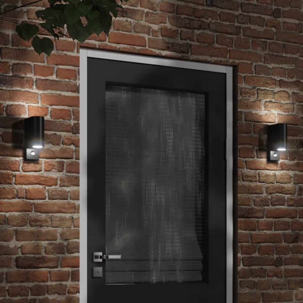 Outdoor wall lights with sensor 2 pcs. Black die-cast aluminum