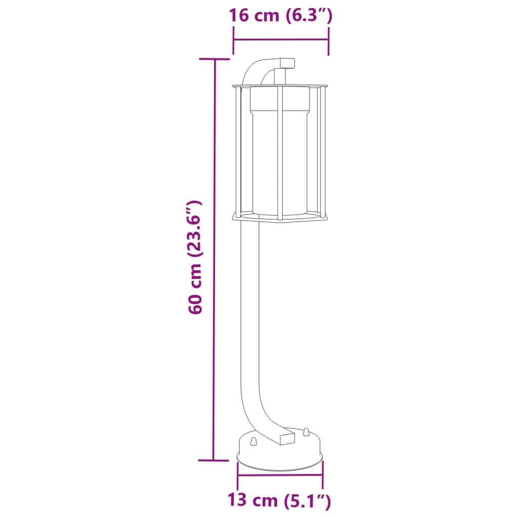 Path Lights 3 pcs. Black 60 cm Stainless Steel