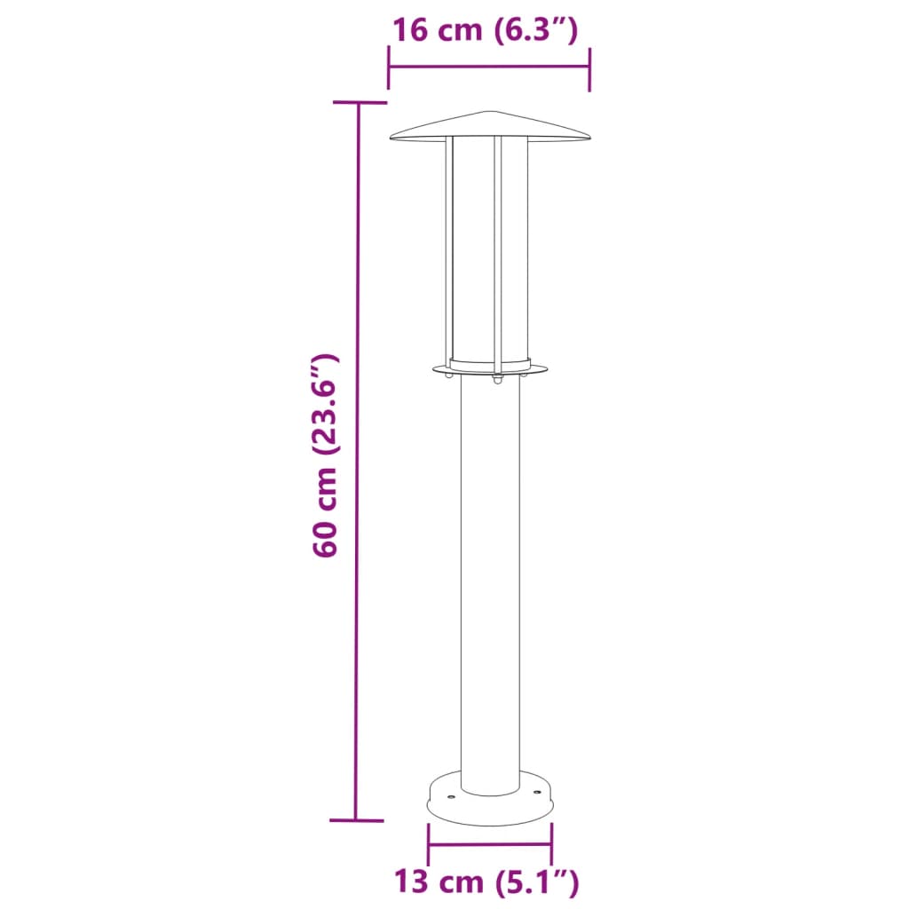 Wegeleuchten 3 Stk. Silbern 60 cm Edelstahl