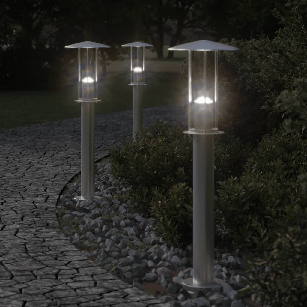 Path lights 3 pieces silver 60 cm stainless steel