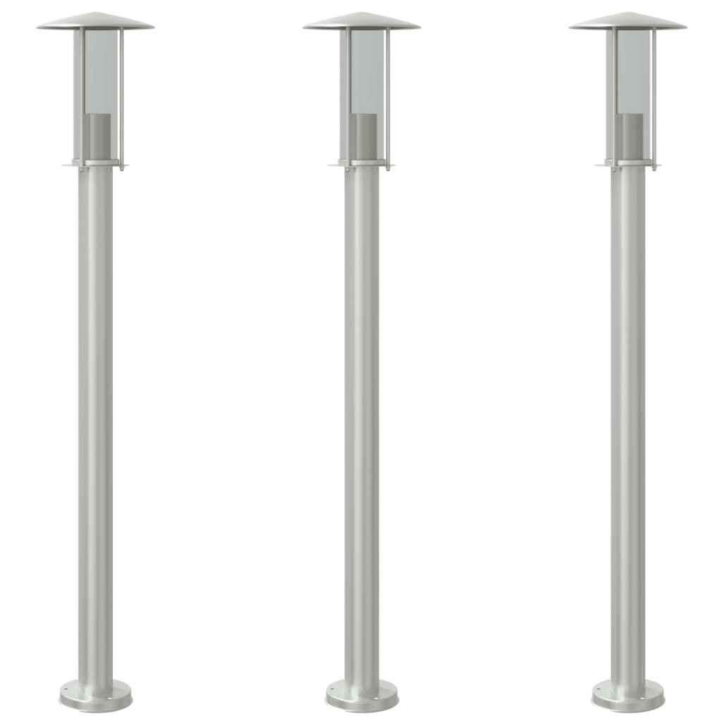 Path Lights 3 Pcs. Silver 100 cm Stainless Steel