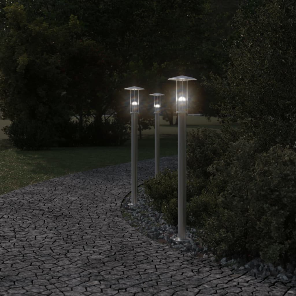 Path Lights 3 Pcs. Silver 100 cm Stainless Steel