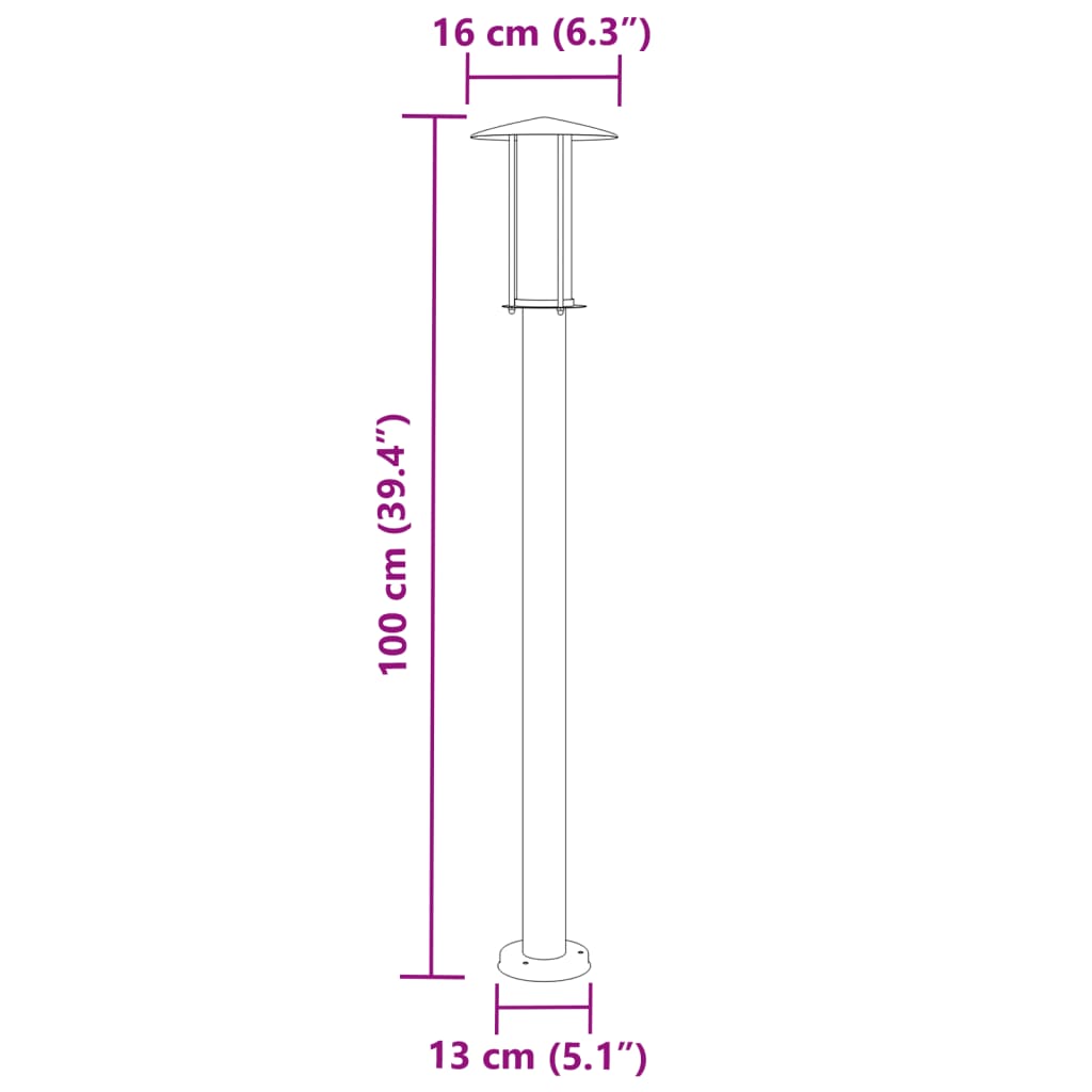 Path Lights 3 Pcs. Silver 100 cm Stainless Steel