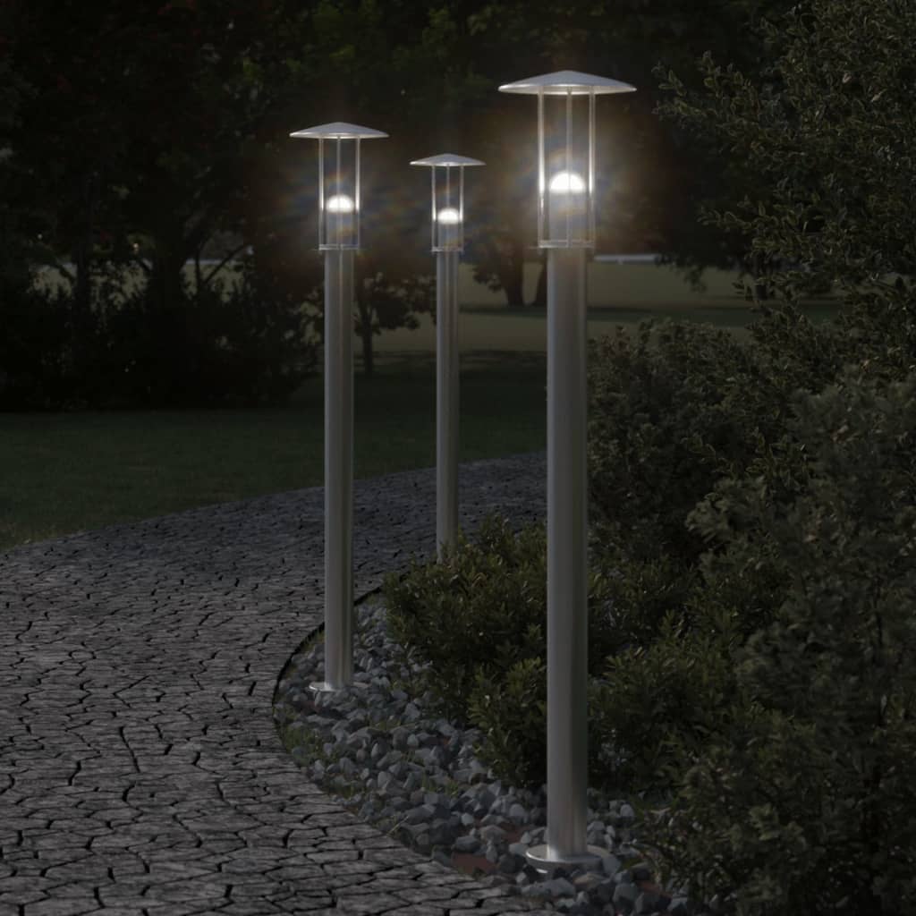 Path Lights 3 Pcs. Silver 100 cm Stainless Steel