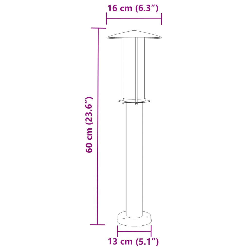 Wegeleuchte Schwarz 60 cm Edelstahl