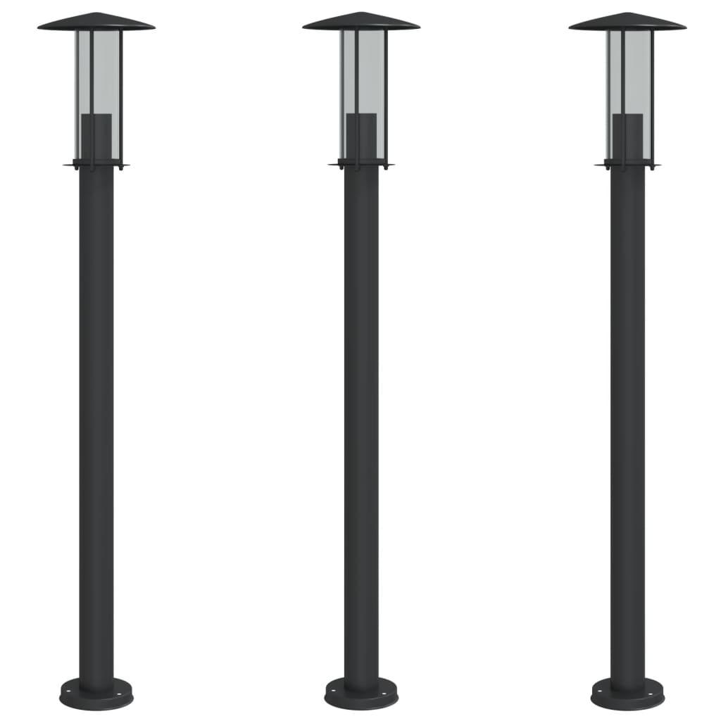 Path Lights 3 pcs. Black 100 cm Stainless Steel