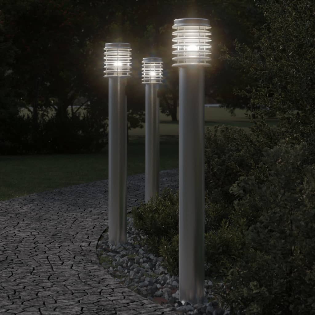 Path lights 3 pieces silver 110 cm stainless steel