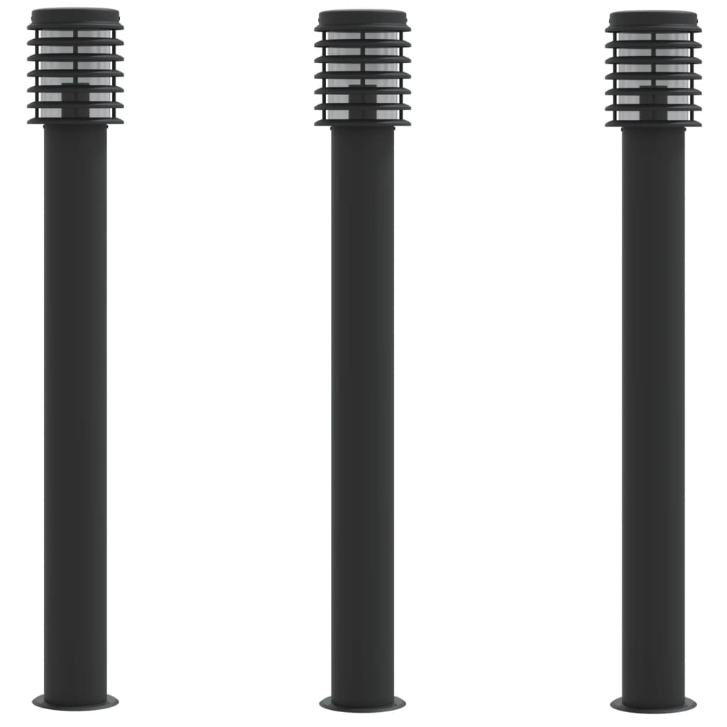 Path Lights 3 pcs. Black 110 cm Stainless Steel