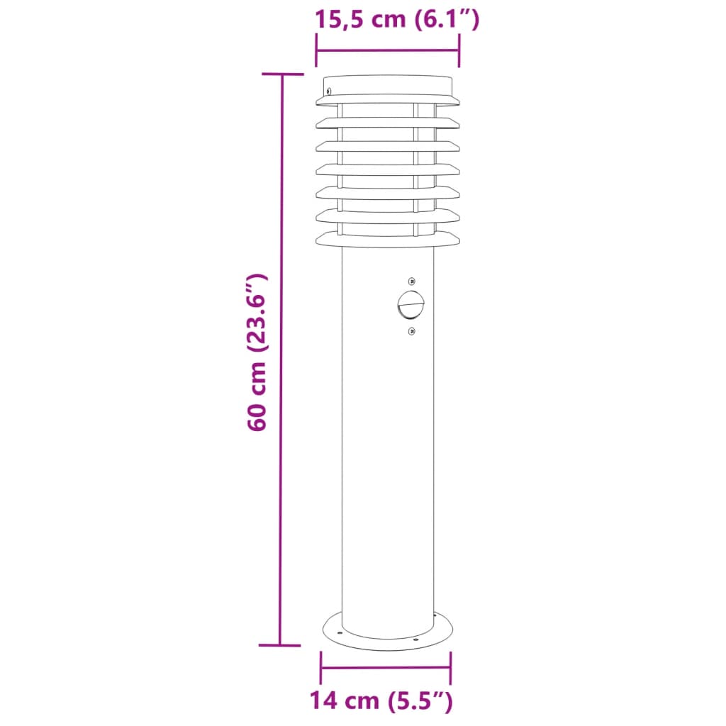 Path light with motion detector silver 60 cm stainless steel