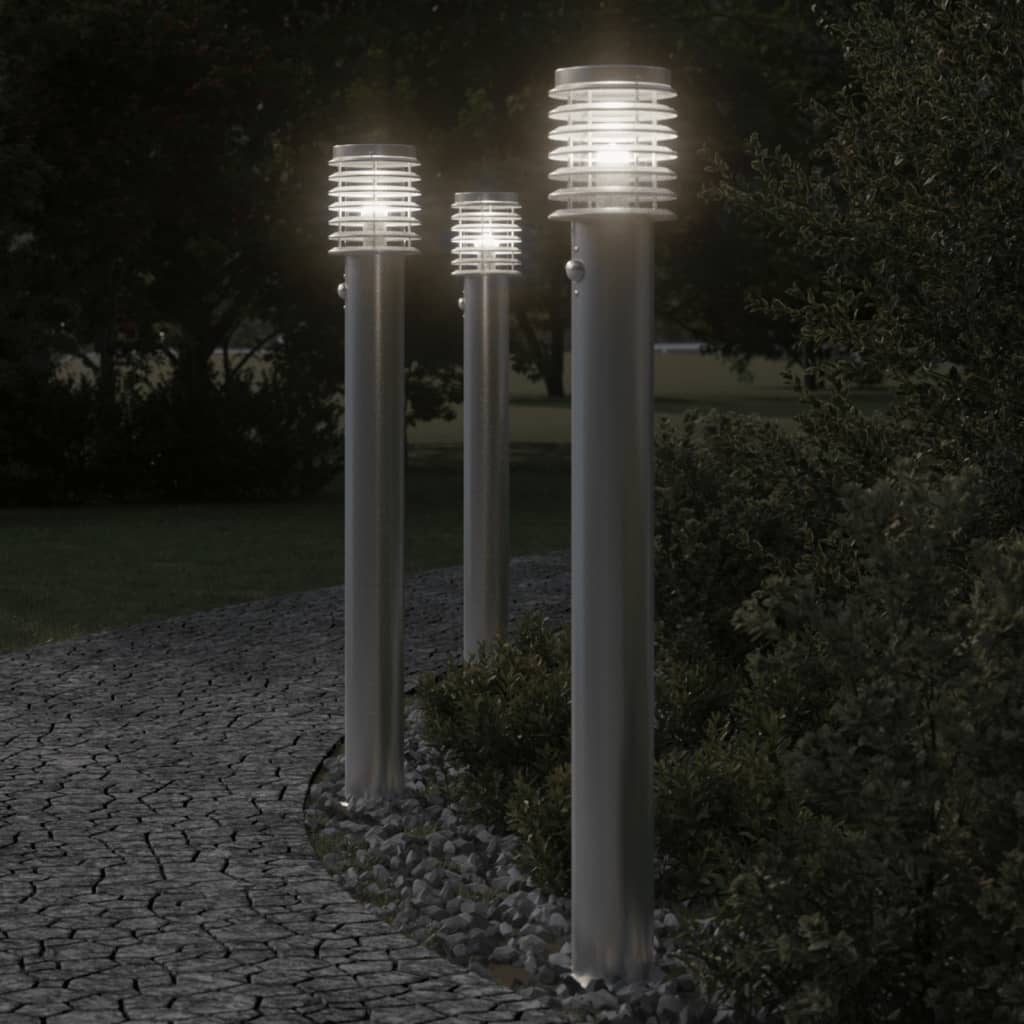 Path light with motion detector silver 110 cm stainless steel