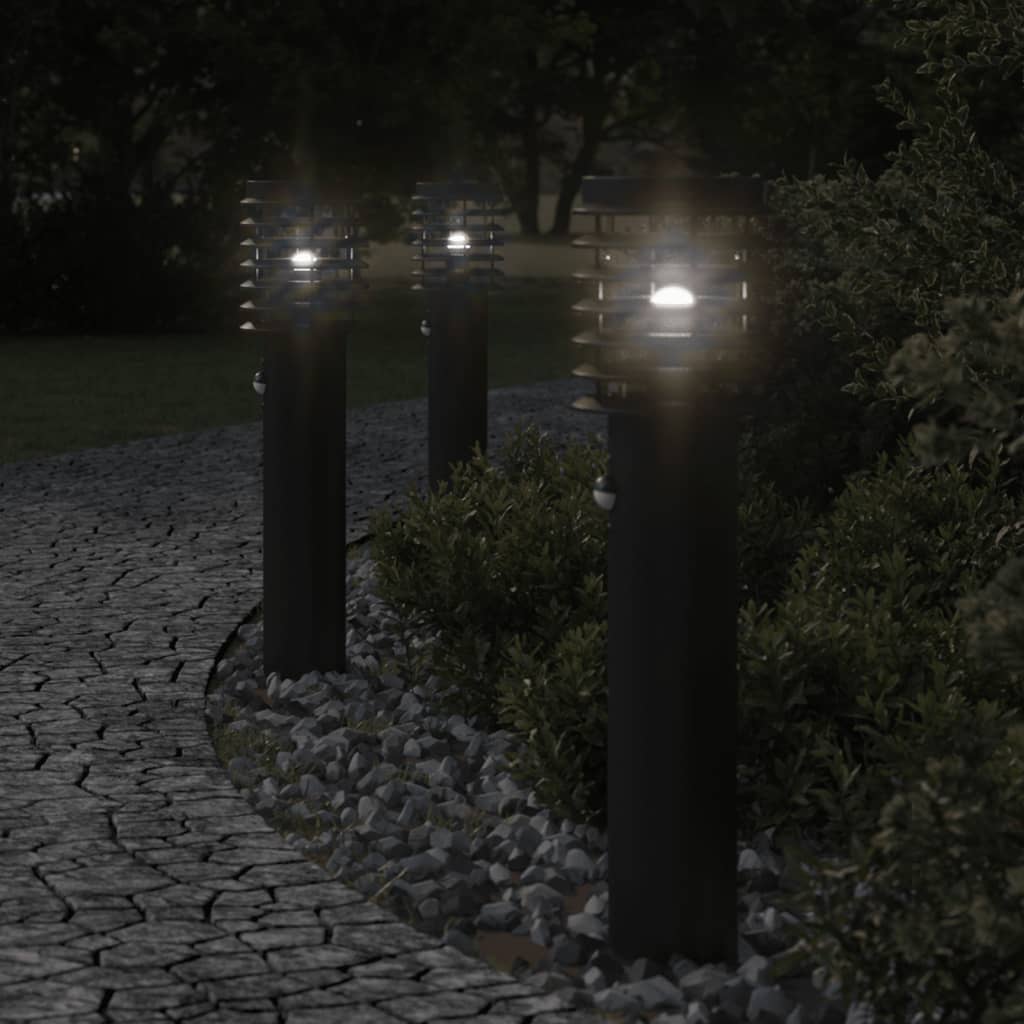 Path lights with motion detector 3 pieces black 60 cm stainless steel