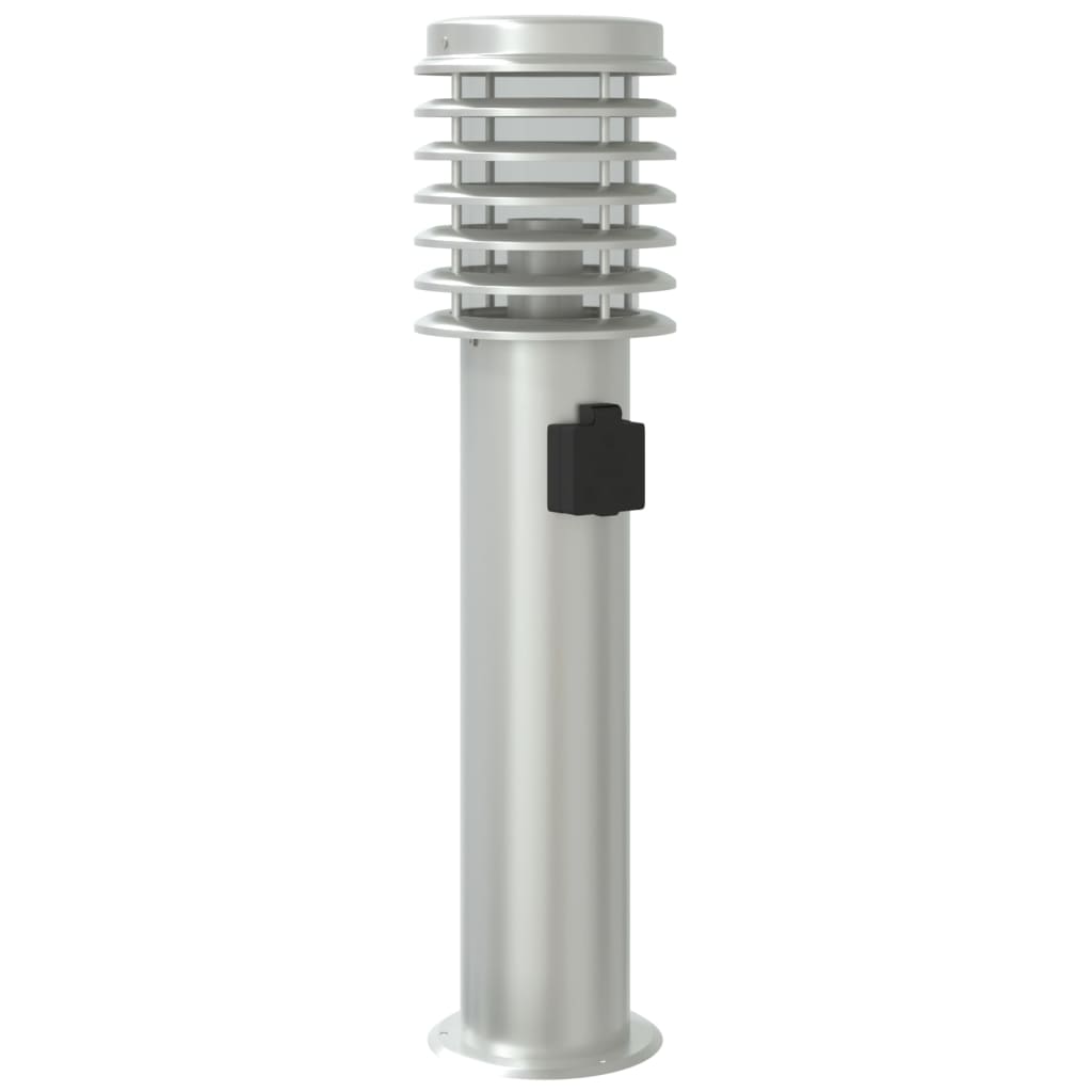 Path light with socket silver 60 cm stainless steel