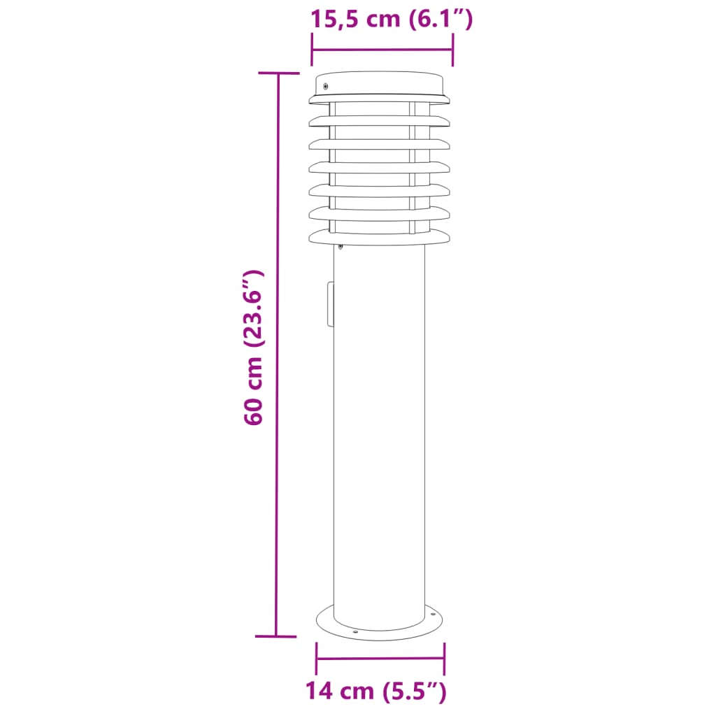 Path light with socket silver 60 cm stainless steel