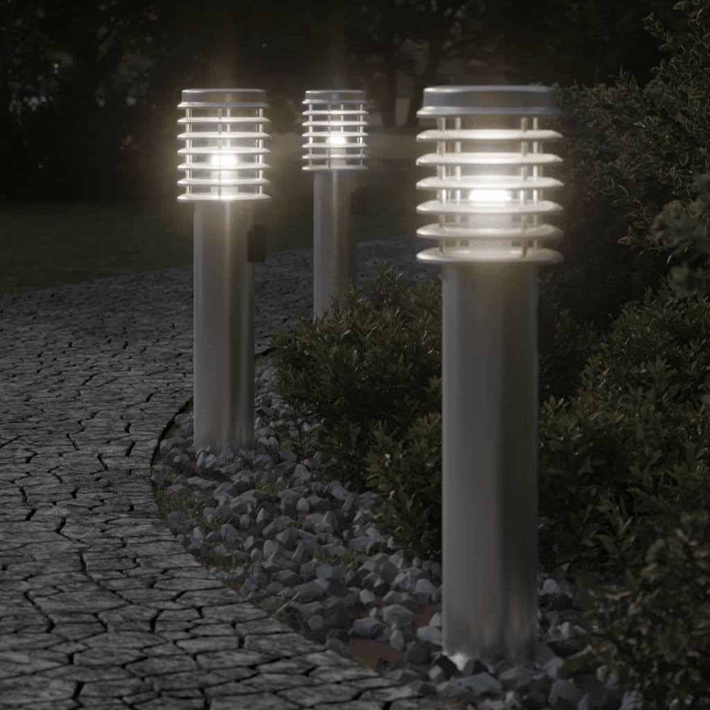 Path light with socket silver 60 cm stainless steel