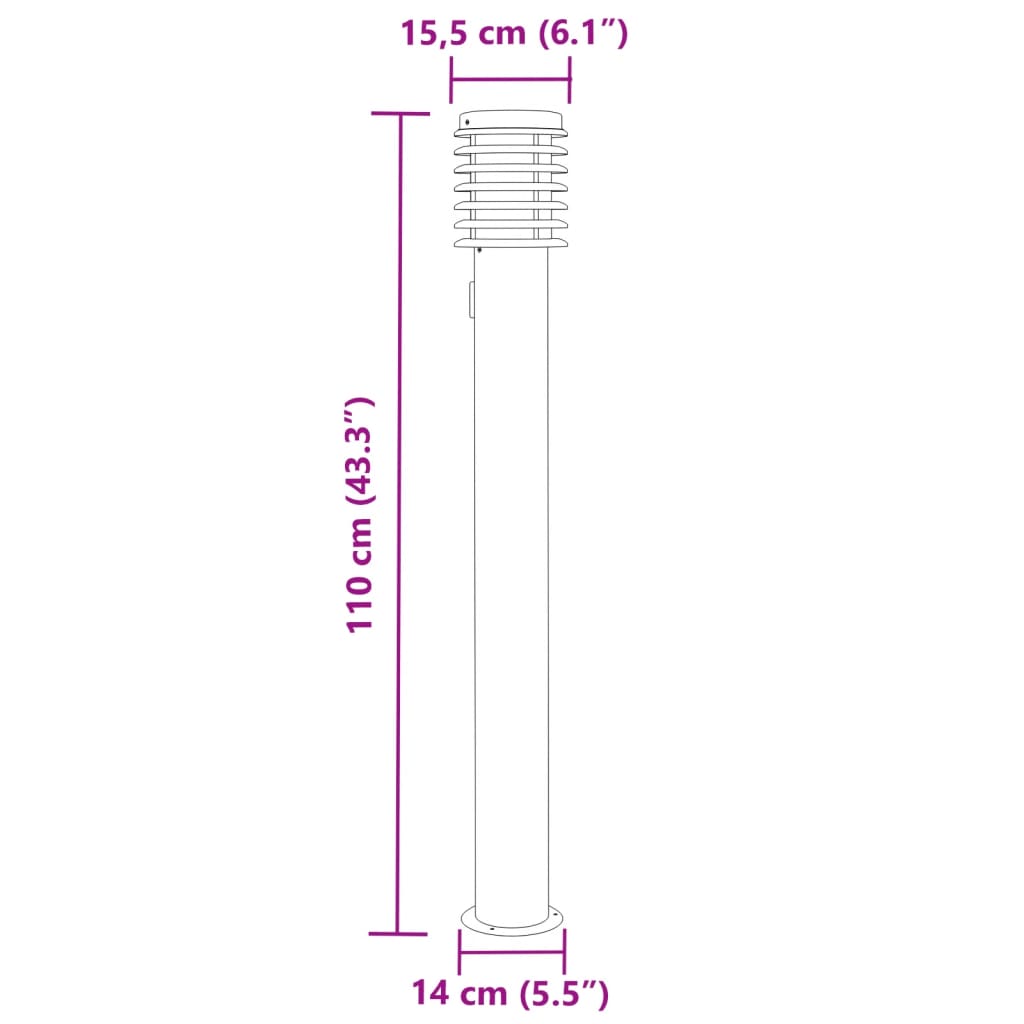 Path light with socket Silver 110 cm Stainless steel