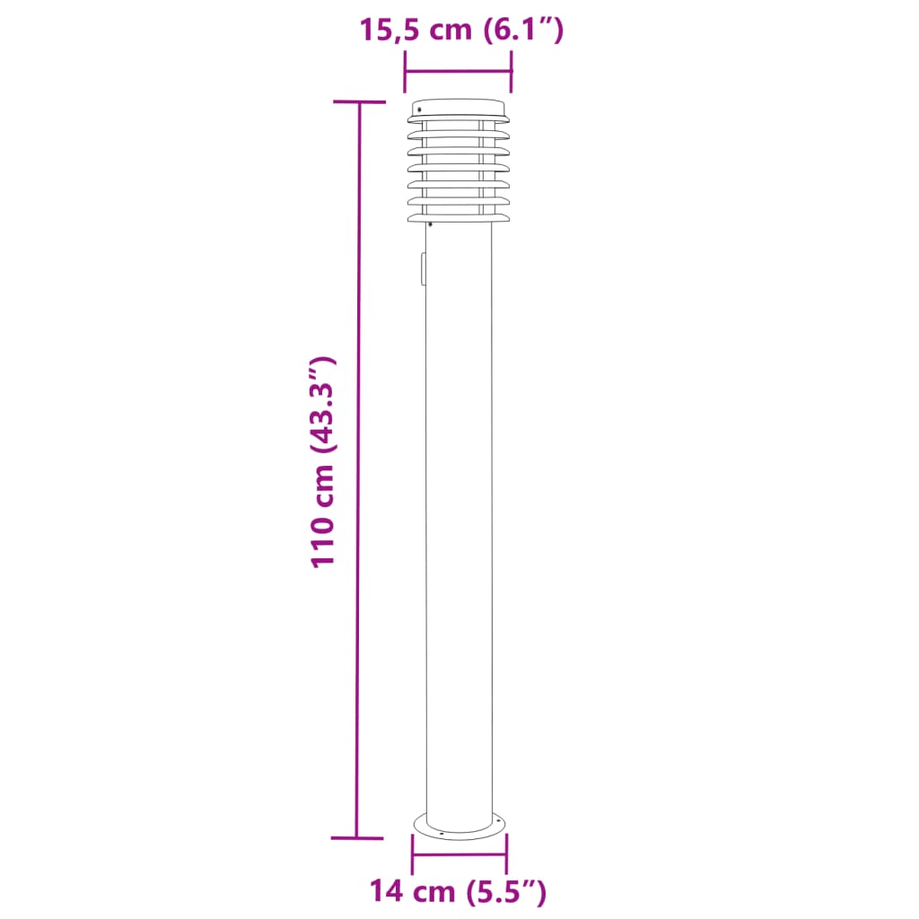 Path lights with socket 3 pieces silver 110 cm stainless steel