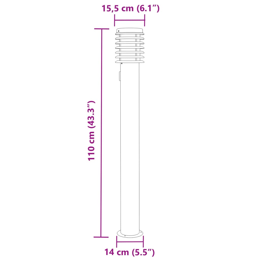 Path Light with Socket Black 110 cm Stainless Steel